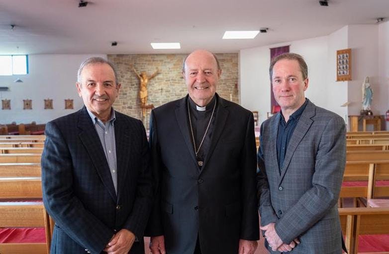 The incoming State President of the St Vincent de Paul Society in Tasmania, Corey McGrath (pictured right with Archbishop Julian Porteous and National President Mark Gaetani) 