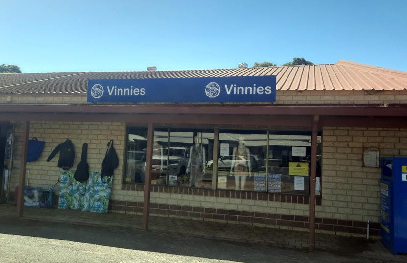 A photo of the outside of the Vinnies Dunsborough shop, staffed by friendly and helpful volunteers and staff who are there to help you find that special item to suit your requirements.