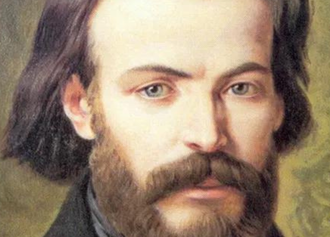 A painting of Frederik Ozanam in formal wear. Close up of face.