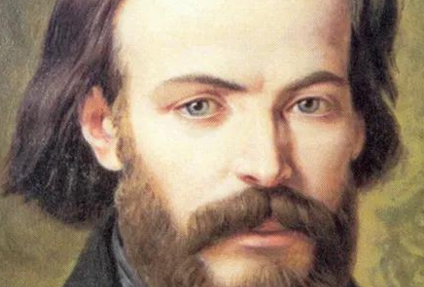 A painting of Frederik Ozanam in formal wear. Close up of face.