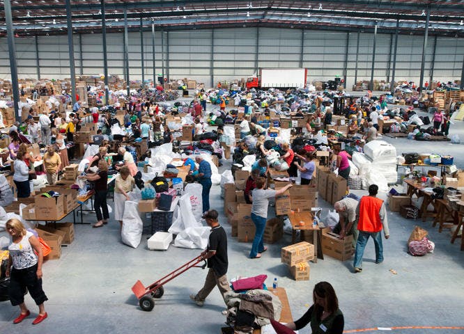Vinnies warehouse with donations being sorted