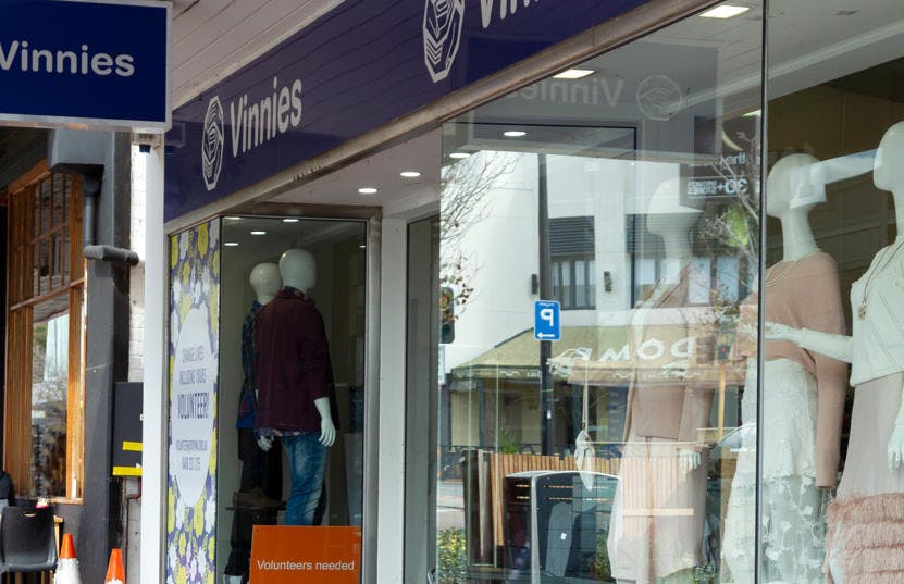 A photo of the outside of the Vinnies Mount Hawthorne shop, staffed by friendly and helpful volunteers and staff who are there to help you find that special item to suit your requirements.