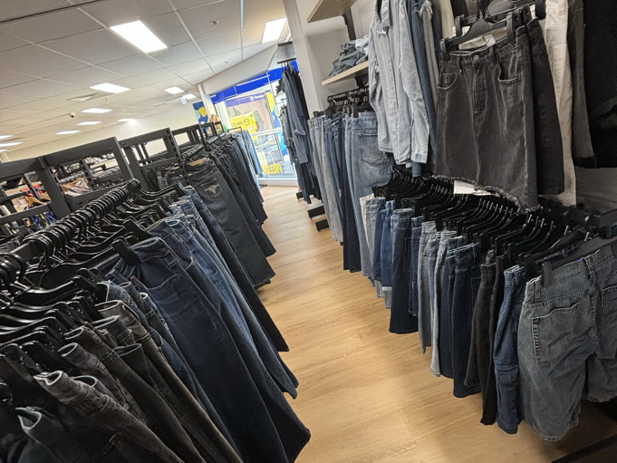 Denim section at the Shellharbour Vinnies store
