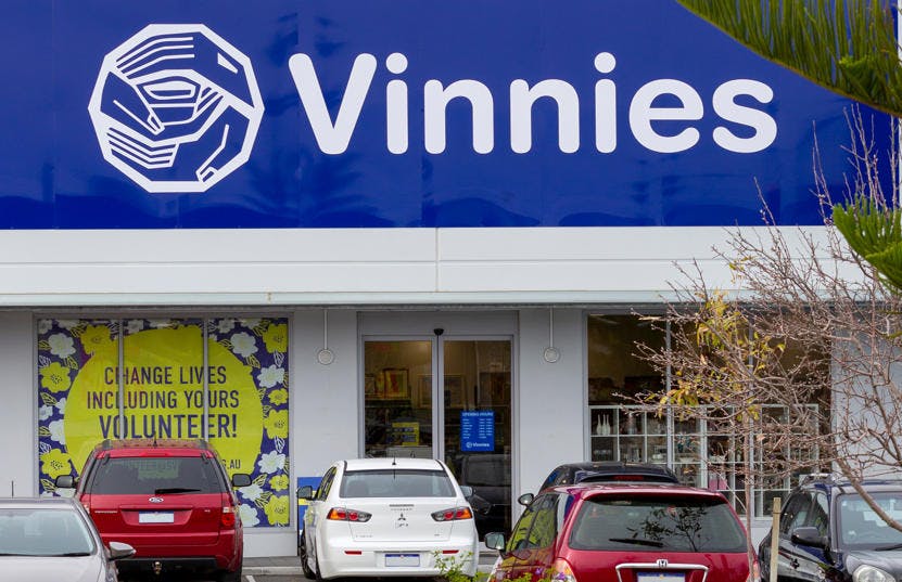 A photo of the outside of the Vinnies Butler shop, staffed by friendly and helpful volunteers and staff who are there to help you find that special item to suit your requirements.