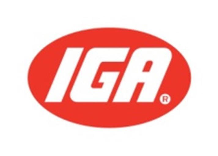 A logo with a red oval and white letters spelling IGA.