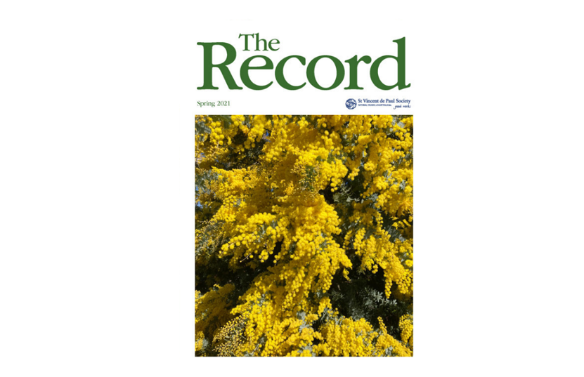 Cover of The Record showing title and edition info and a picture of yellow wattle.