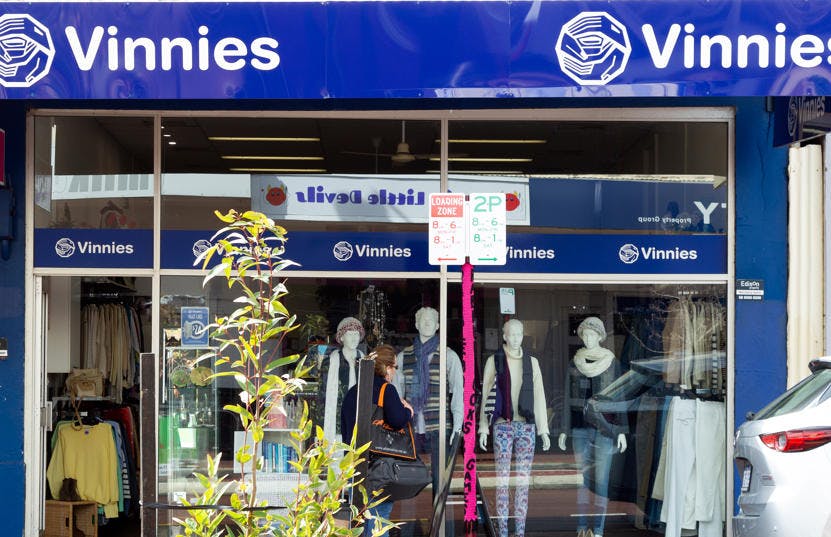 A photo of the outside of the Vinnies Maylands shop, staffed by friendly and helpful volunteers and staff who are there to help you find that special item to suit your requirements.