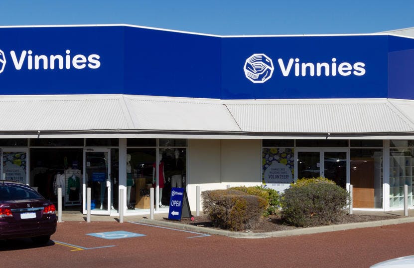 A photo of the outside of the Vinnies Rockingham shop, staffed by friendly and helpful volunteers and staff who are there to help you find that special item to suit your requirements.