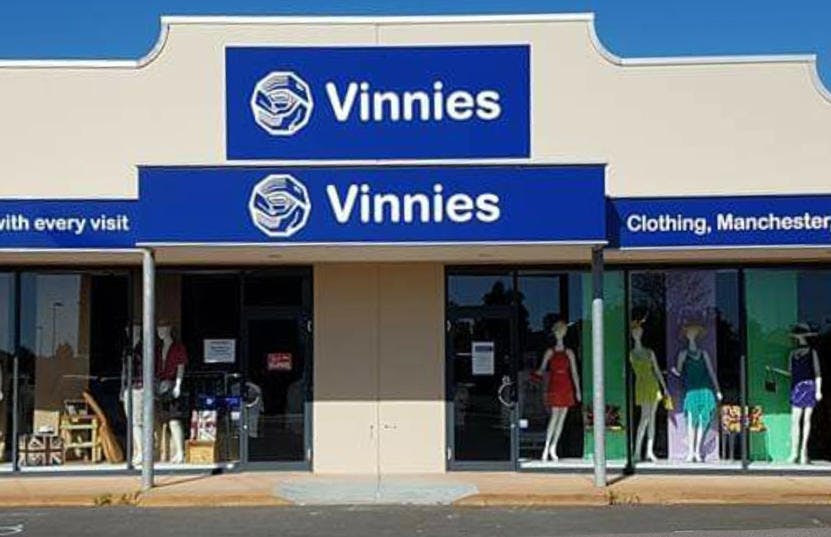 A photo of the outside of the Vinnies Eaton shop, staffed by friendly and helpful volunteers and staff who are there to help you find that special item to suit your requirements.